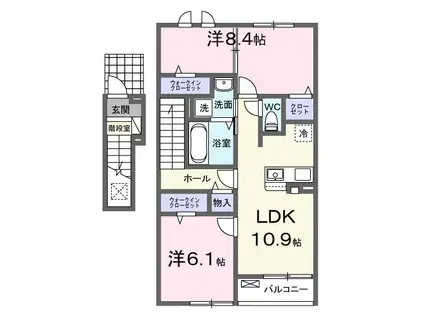 メゾン・レーヴ(2LDK/2階)の間取り写真