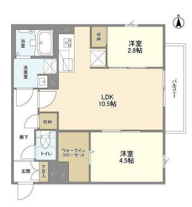 ウェルスクエア新中野Ⅱ(2LDK/1階)の間取り写真
