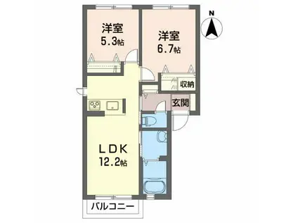 エンジェルコートC(2LDK/2階)の間取り写真