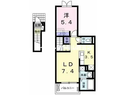 リバーサイド2(1LDK/2階)の間取り写真
