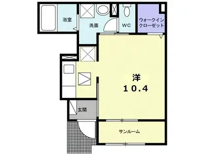 イークラフトII(ワンルーム/1階)の間取り写真