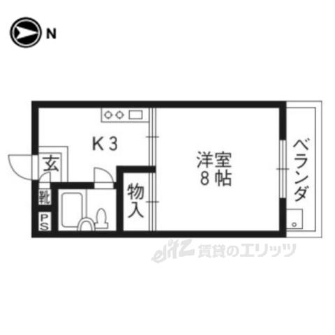 シルクハウスⅡ(1K/2階)の間取り写真