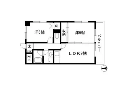 ファミーユ白川(2LDK/6階)の間取り写真