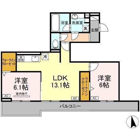 オリヴォ フラガンテ(2LDK/3階)の間取り写真