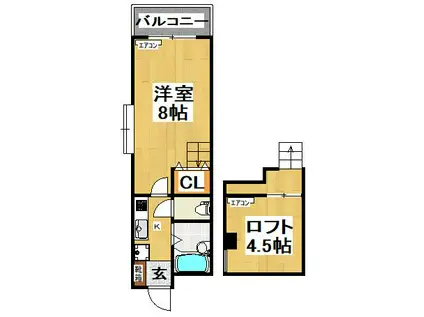 フォレストインサイドI(1K/4階)の間取り写真