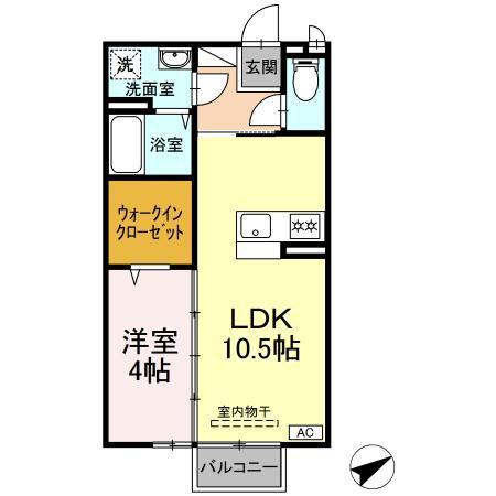 セイシェル・大山C(1LDK/2階)の間取り写真