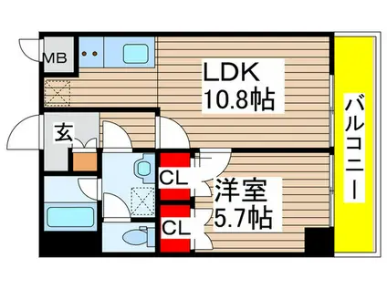 ESSE栄(1LDK/9階)の間取り写真