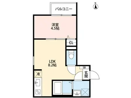 アウリー綾瀬(1LDK/2階)の間取り写真