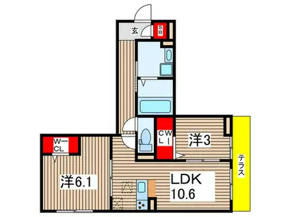 DPAINA菅北浦(2LDK/1階)の間取り写真