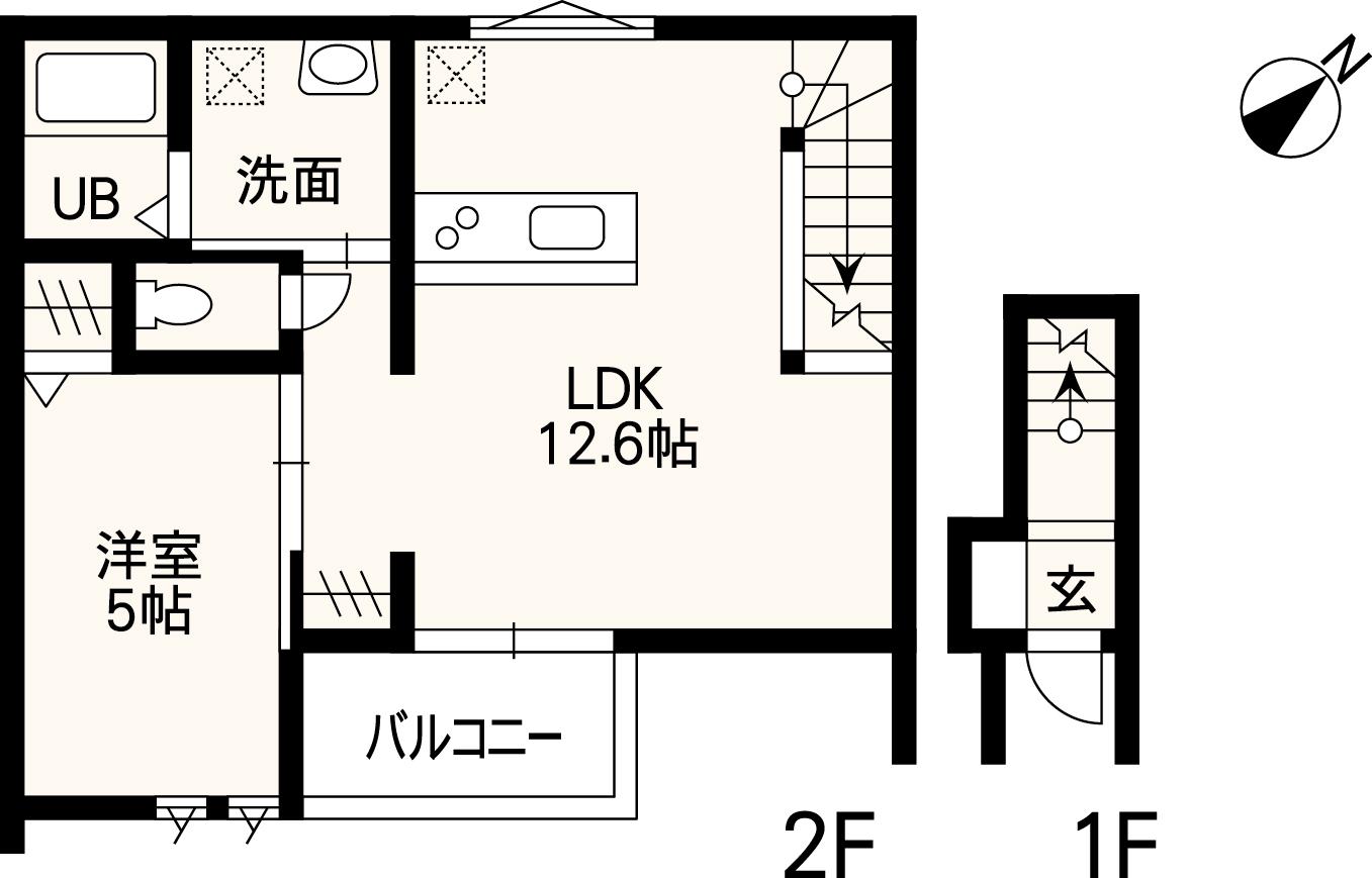 ホワイトステージSUYA(1LDK/2階)の間取り写真