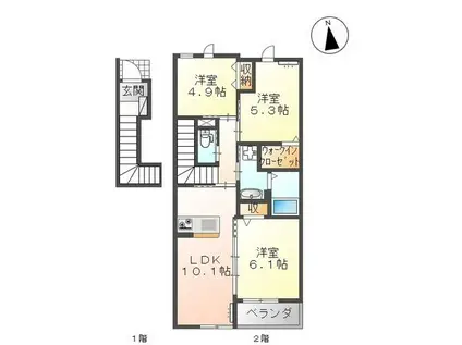 STEINFELDII(3LDK/2階)の間取り写真