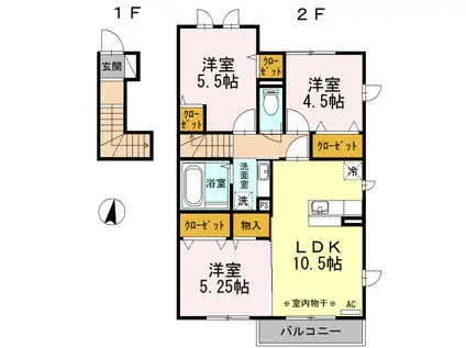 ラヴィタ弐番館(3LDK/2階)の間取り写真