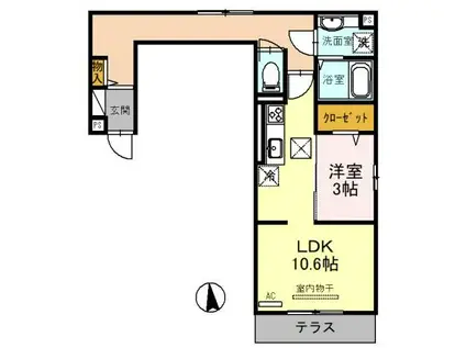 グラセフルIII(1LDK/1階)の間取り写真