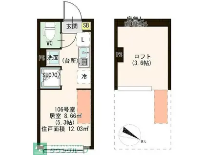 アーバンレジデンス杉並(ワンルーム/1階)の間取り写真