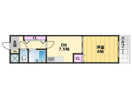 リヴェールエスト(1DK/2階)の間取り写真