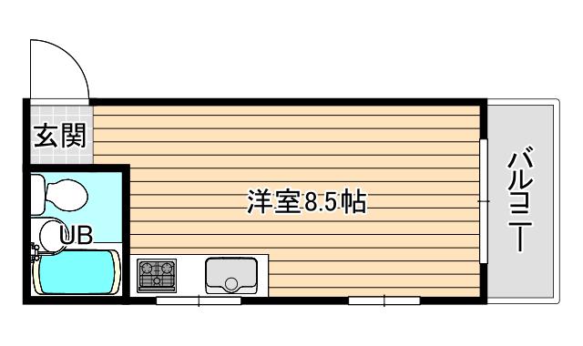 宝マンション(ワンルーム/1階)の間取り写真