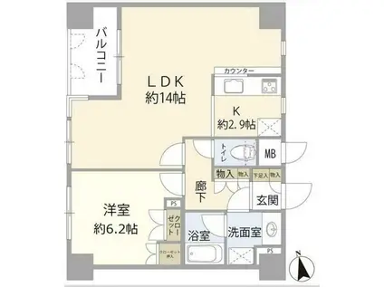 サンヴェール府中(1LDK/9階)の間取り写真