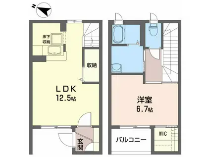 オーブB(1LDK/1階)の間取り写真