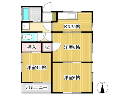 SUNTAMACHI I(3K/2階)の間取り写真