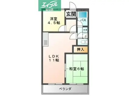 アーバンハイツリブ1(2LDK/2階)の間取り写真