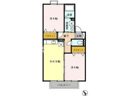 クレール マルシェ(2DK/2階)の間取り写真