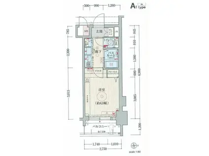 エステムコート難波センチュリォ(1K/3階)の間取り写真