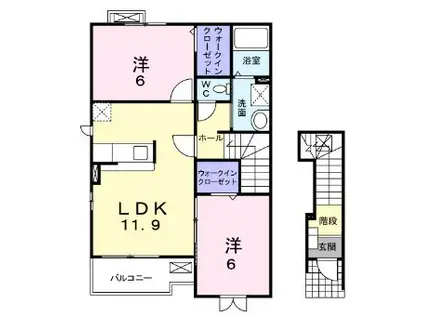 サンパティーク(2LDK/2階)の間取り写真