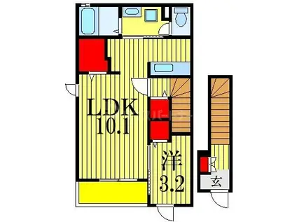 ルガルデニア(1K/2階)の間取り写真