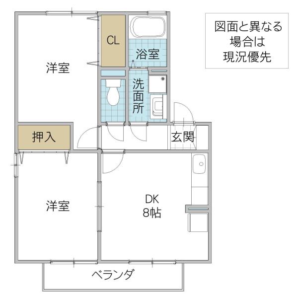 ディアコートA(2DK/2階)の間取り写真