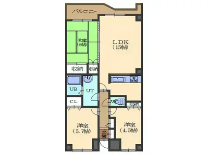 マンションリヴァージュ(3LDK/2階)の間取り写真