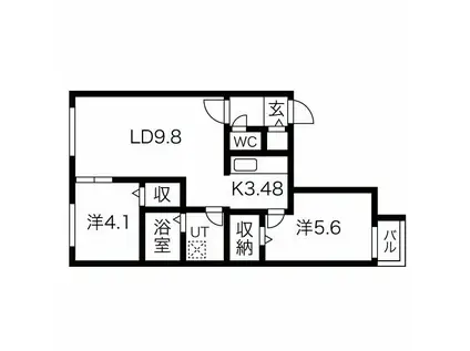 港晴しょみんハイツ(1DK/5階)の間取り写真