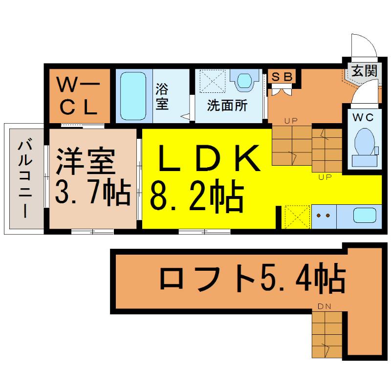 ヴィラ 駈上(1LDK/1階)の間取り写真