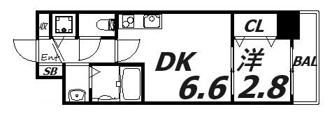 セレニテ神戸元町(1DK/5階)の間取り写真
