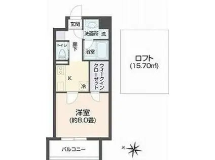 ヴィアーレ新寺(1K/9階)の間取り写真