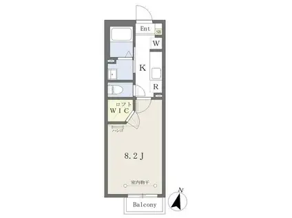 ライズアップB(1K/2階)の間取り写真