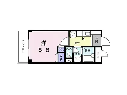 アミティエ石橋(1K/1階)の間取り写真