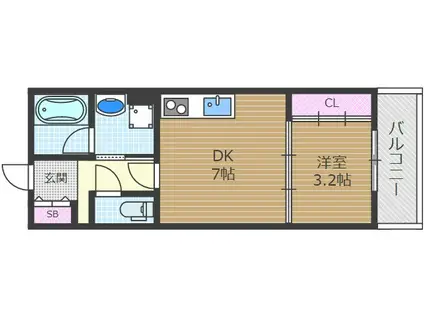 Sパレス(1DK/1階)の間取り写真