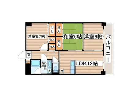 ファーストフィンガ-(3LDK/3階)の間取り写真