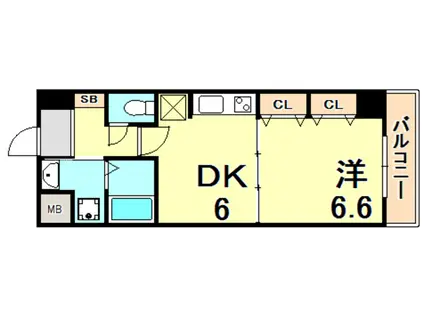 プレジール三ノ宮II(1DK/7階)の間取り写真