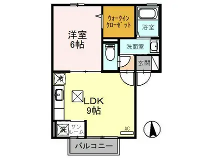 リビングタウン御経塚(1LDK/1階)の間取り写真