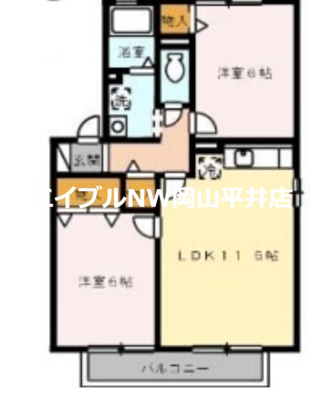 クラウディアB棟(2LDK/1階)の間取り写真