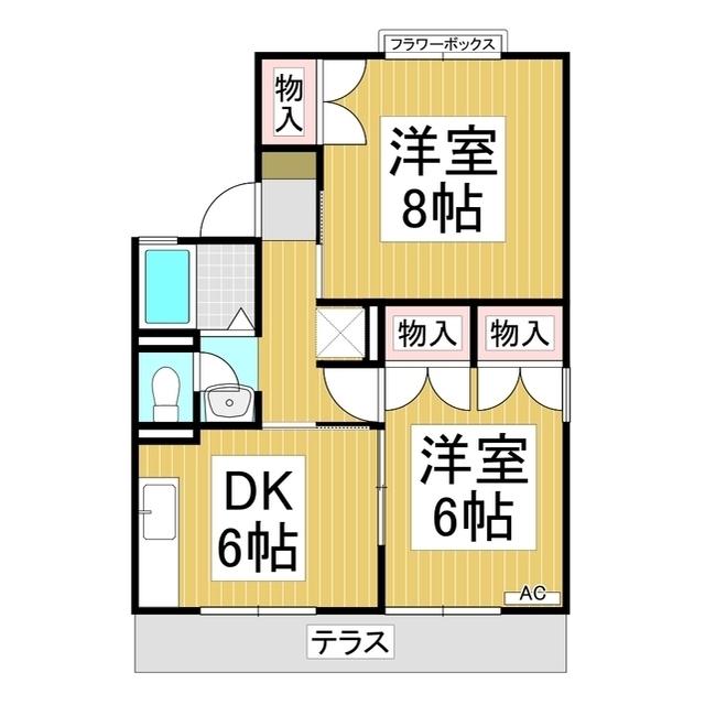 セジュール湯谷A棟(2DK/1階)の間取り写真