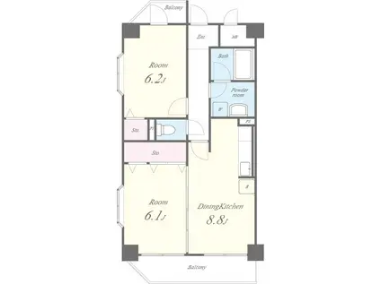 ミレニアム(2DK/3階)の間取り写真