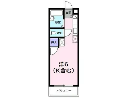 リバーサイド翠(ワンルーム/2階)の間取り写真