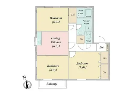 ローズマリー(3DK/2階)の間取り写真