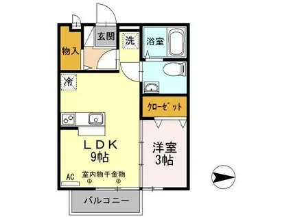 アランフェス羽島(1LDK/2階)の間取り写真