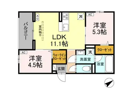 アイスフィルド相模原(2LDK/2階)の間取り写真