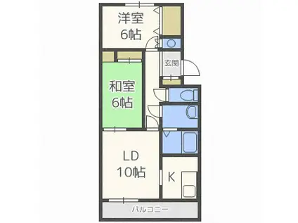  M・マエダI (2LDK/3階)の間取り写真