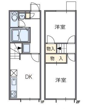 レオパレスローズパイン(2DK/1階)の間取り写真