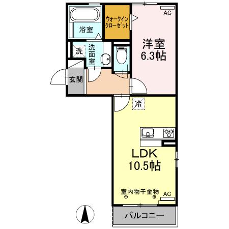 クレール・都(1LDK/3階)の間取り写真